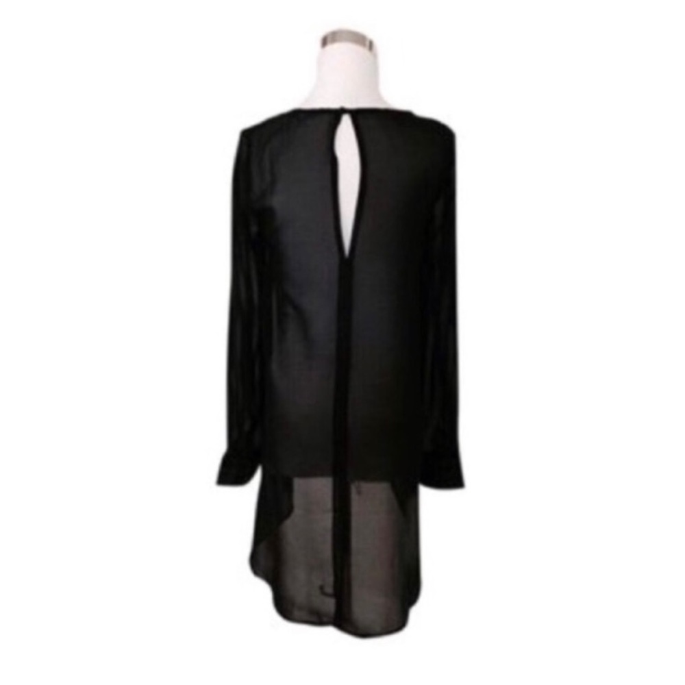 Dani sheer high low black top